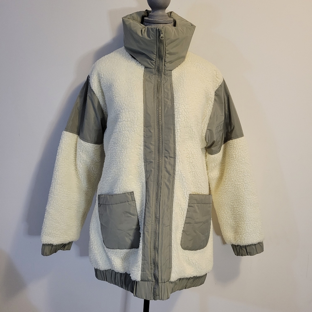 Threadbare mixed sherpa jacket